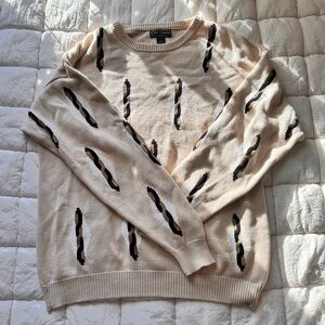Croft & Barrow Beige Sweater with Black and Brown Accents